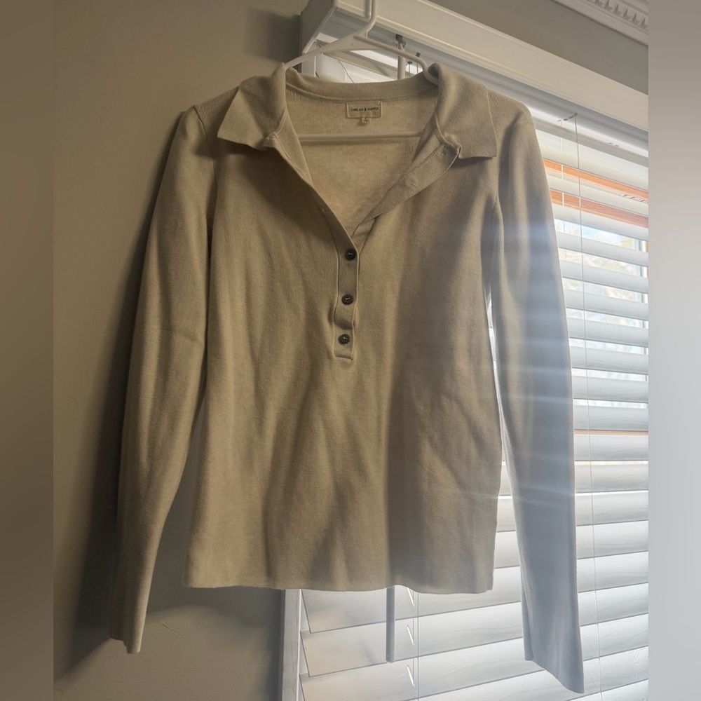 Thread & Supply Beige Button-Down Shirt